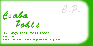 csaba pohli business card